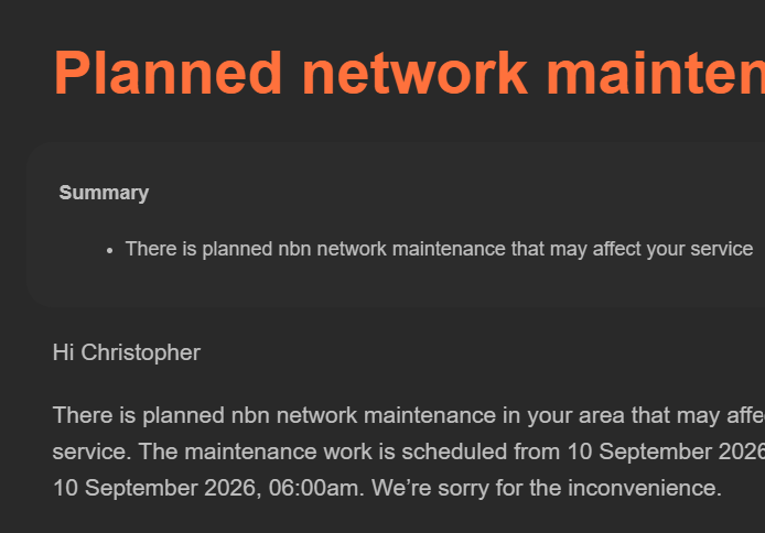 NBN Maintenance